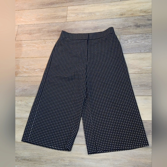 Kate Spade Black and White Polka Dot Wide Leg Crop Pants Size 10 - Picture 1 of 8